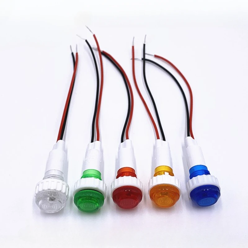 20cm Cable XD10-6 White Red Yellow Blue Green LED or Bulb Signal Lamp Indicator Light 3V 6V 12V 24V 36V 48V110V 220V 10mm Thread