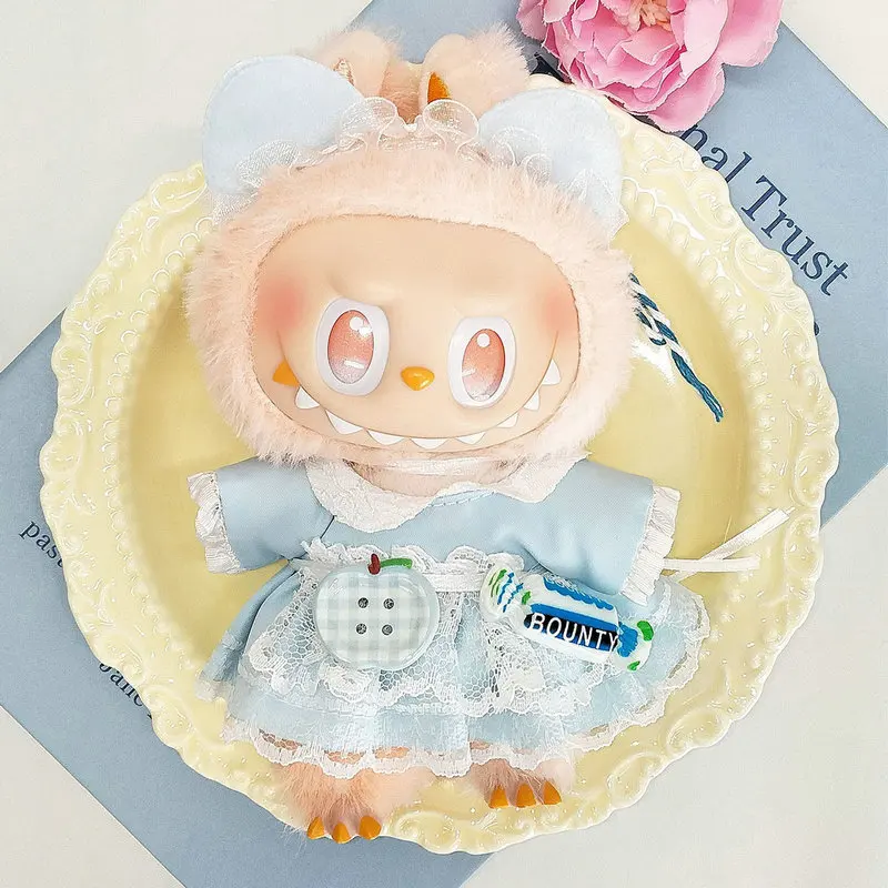 Ensemble de robe imprimée de dessin animé pour poupée Labubu V1 V2 V3, tenue ludique, 15/17cm