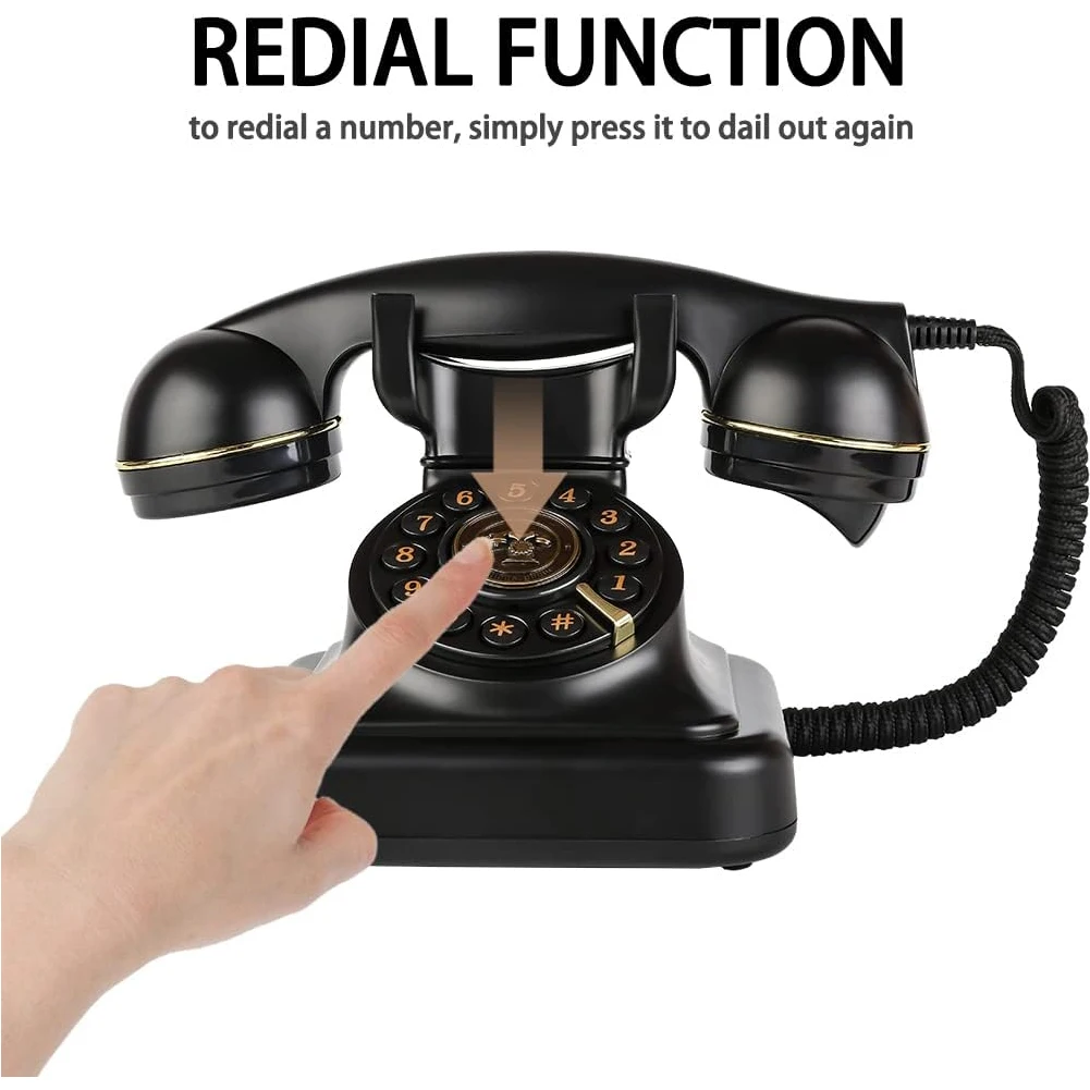 Retro Landline Telephone Vintage Corded Desk Dial Phone for wedding Party Antique Audio Phone Guestbook Message Book Phone