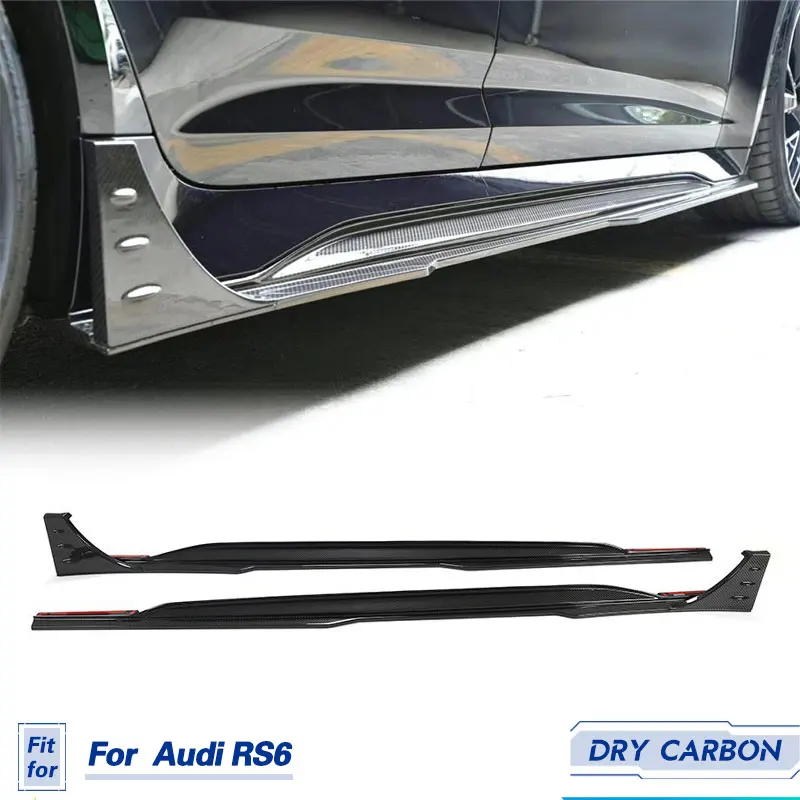 

Car Side Skirts Extensions Dry Carbon Fiber For Audi RS6 Avant Wagon 4-Door 2019-2021 Auto Racing Side Skirt Lip Body Kits