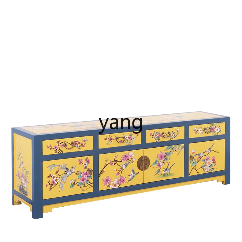 

LTT painted flowers and birds small fresh furniture living room floor cabinet retro