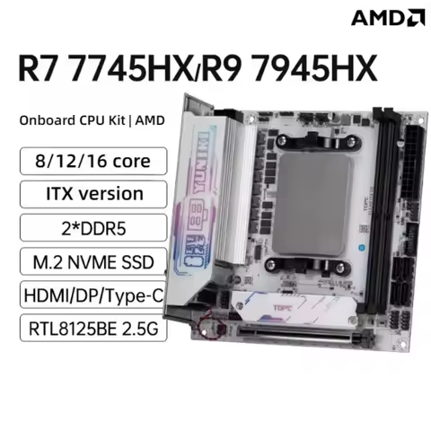 AMD Ryzen R9 7945HX/7845HX R7 7745 Onboard CPU Kit Motherboard 2*DDR5 2*M.2 PCIe4.0 RJ45 2.5G Lan WiFi6E BT5.3 NAS Computer