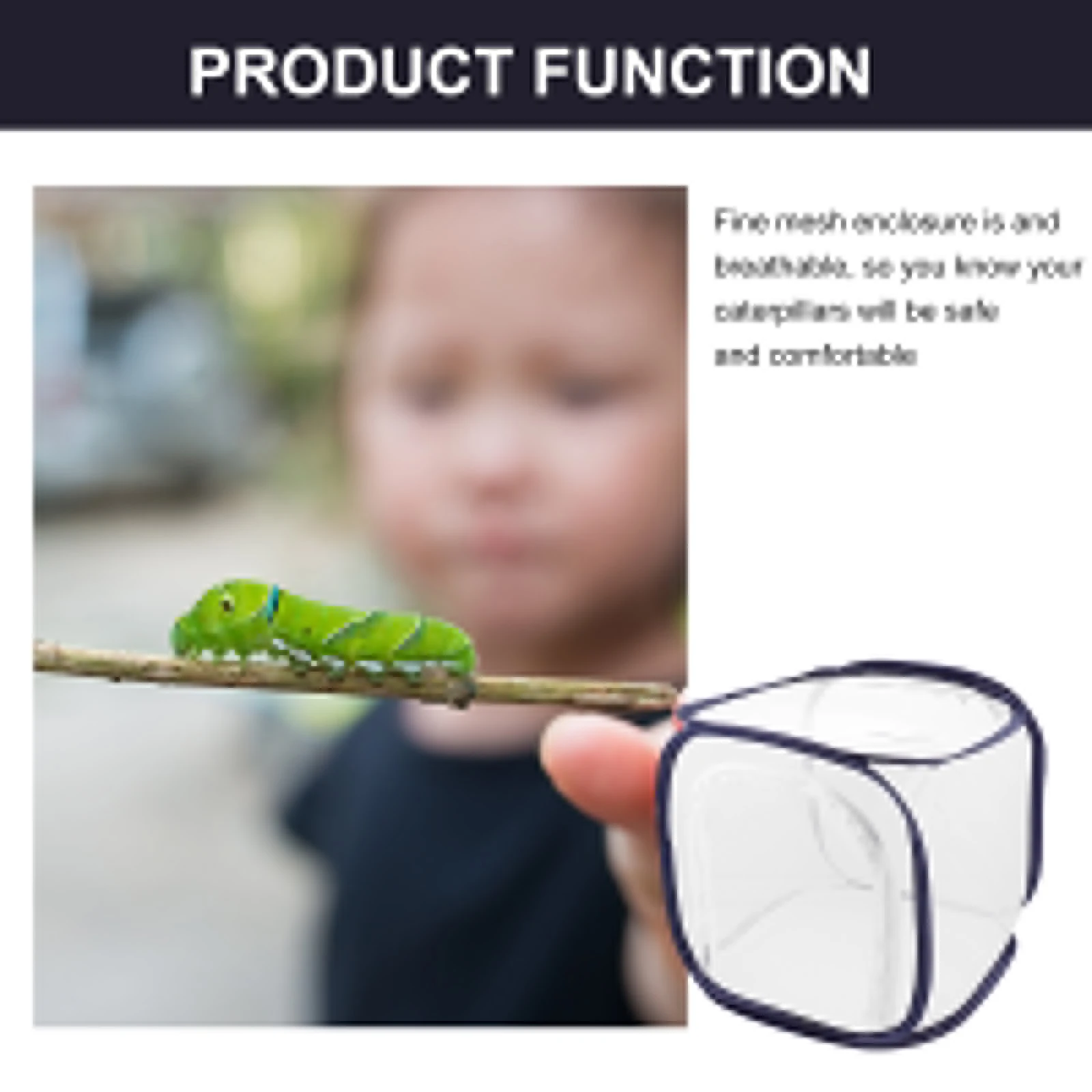 

Collapsible Pet Cage with Fine Mesh for Safe Comfortable Habitat Box Caterpillars Monarch Butterflies