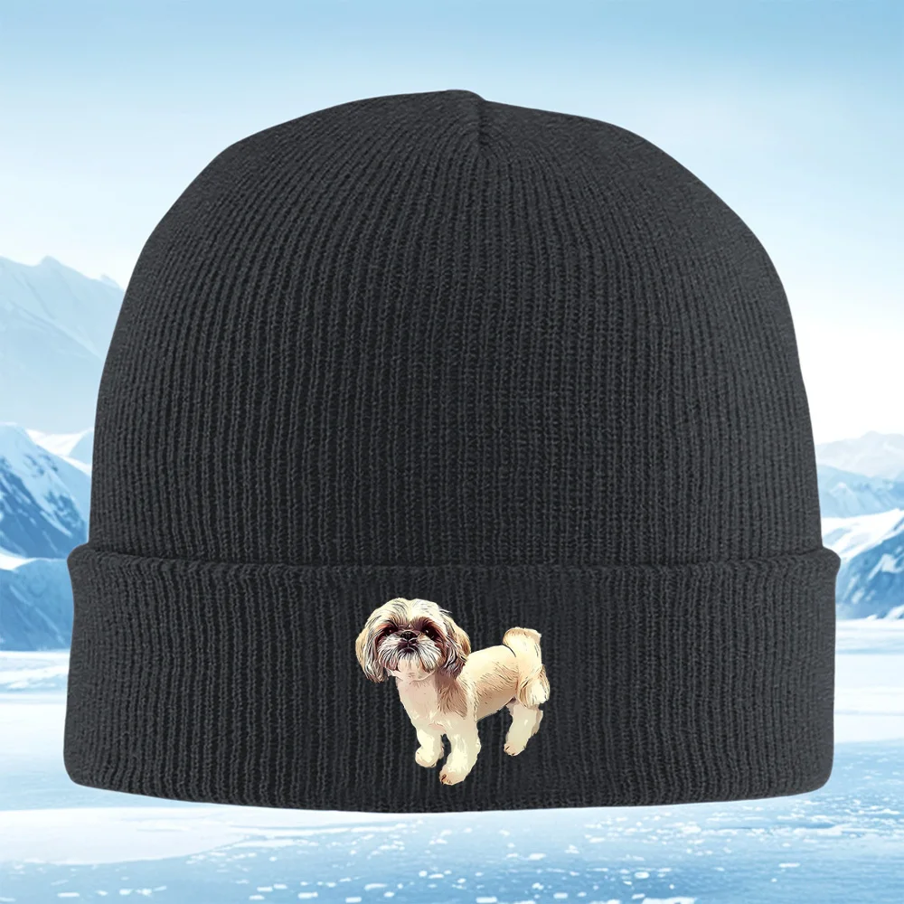 

Милая собака, пушистая меховая стоящая мужская и женская вязаная шапка унисекс, шапка-пуловер, зимняя теплая теплая рождественская уличная велосипедная шапка Hiki