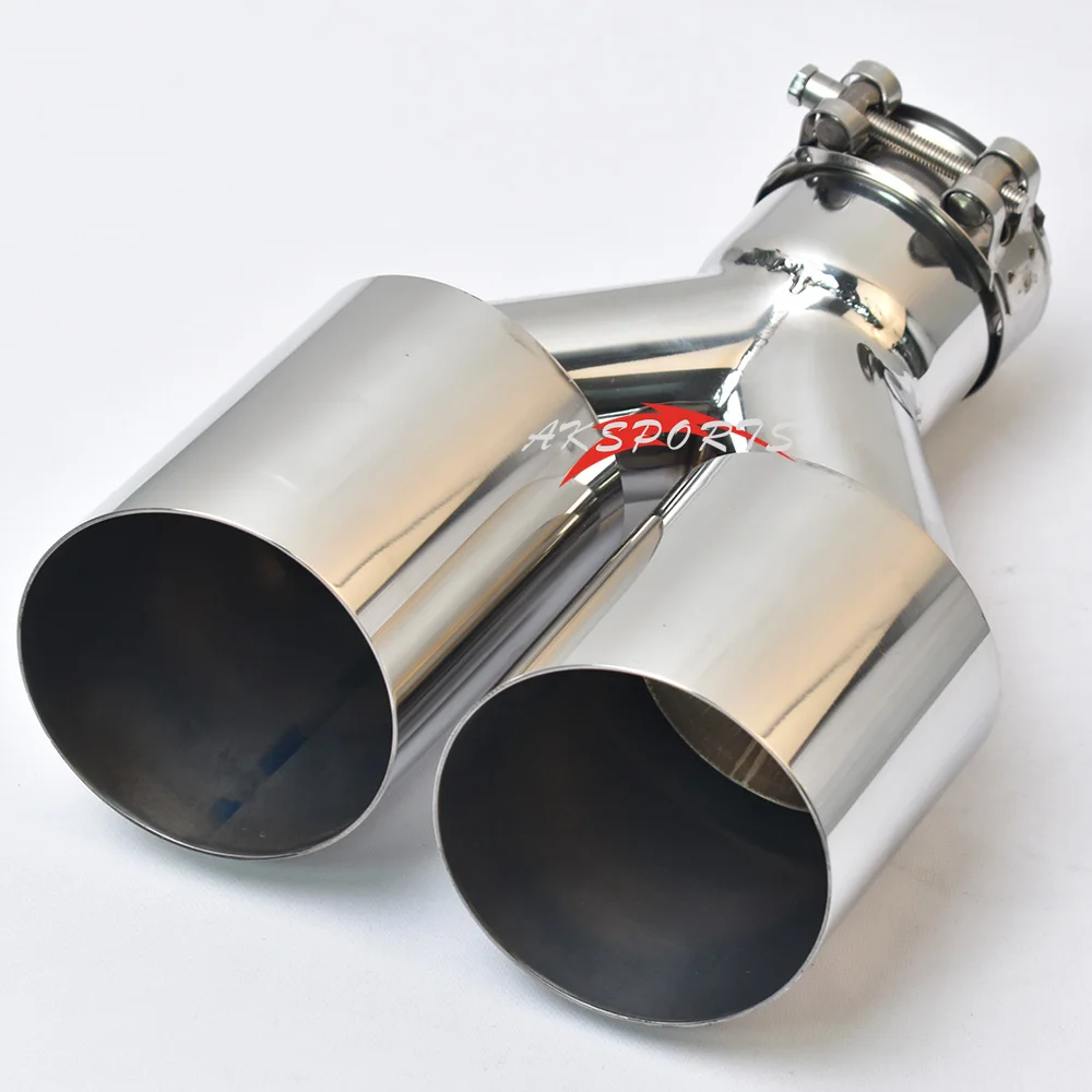 Universal Dual Layer Exhaut Pipe Slashed Oulet Edge Double Shinny Stainless Steel Car Muffler Tip