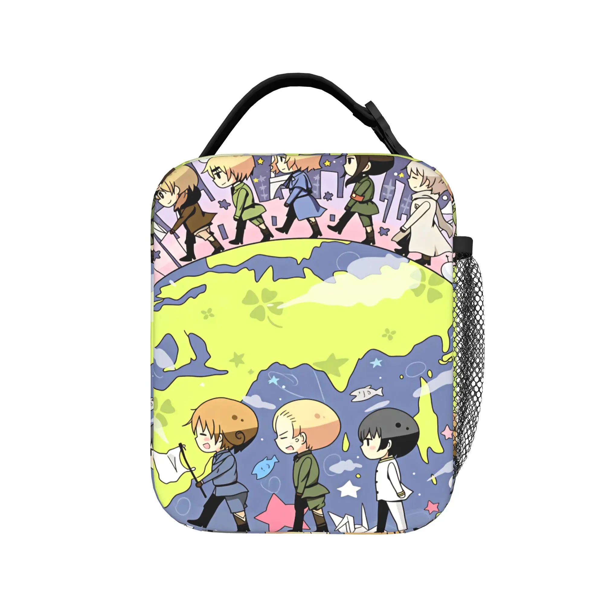 Hetalias Axis Powers Lunch Bag  Cute Lunch Box Office Portable Tote Food Bags For Unisex Oxford Print Cooler Bag