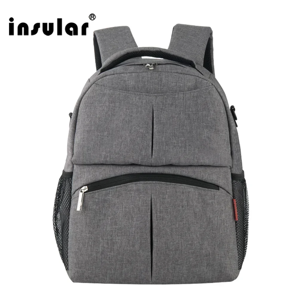 New Solid Color Baby Diaper Bag Backpack Multifunctional Mommy Bag Backpack Waterproof Nappy Backpack