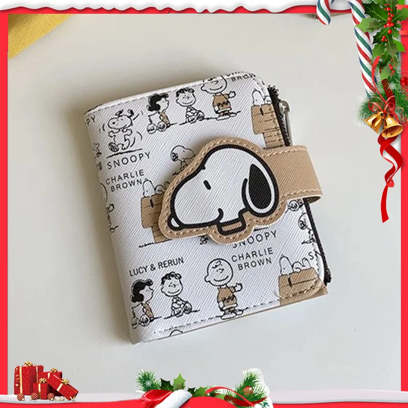 MINISO Snoopy Wallet Anime Cartoon Short Coin Purse Ins Zipper Student Women Men ID Holders Multi Slot Bag Birthday Gifts