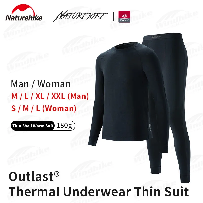 

Naturehike OUTLAST ® Спортивное теплое нижнее белье 5 ℃ ~15 ℃ Женский/Мужской дышащий спортивный костюм для фитнеса на открытом воздухе, 180 г, сохраняющий тепло, тонкая спортивная одежда