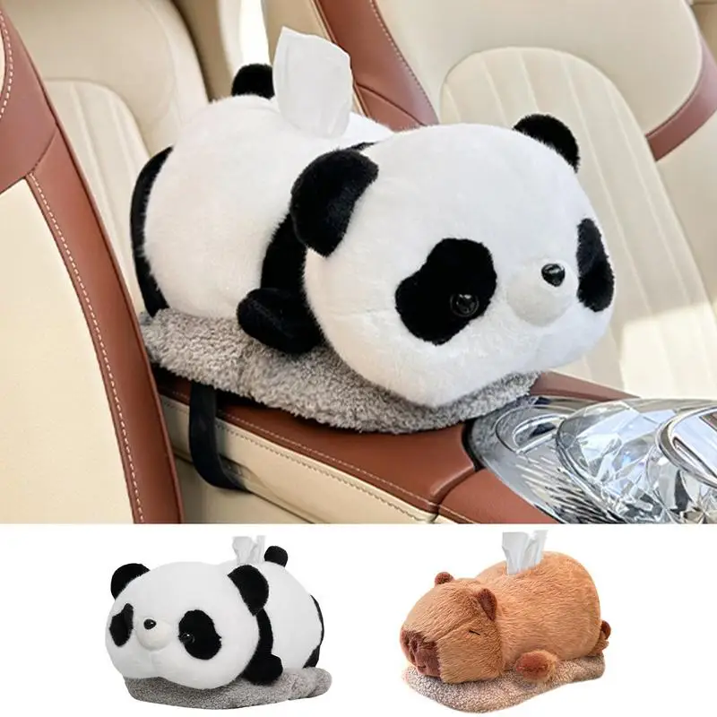 Car Napkin Box Plush Animal Car Tissue Box Holder With Charcoal Pack Design Car Armrest Tissue Case For Cars SUVs Trucks