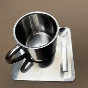 Paslanmaz çelik espresso fincanı ve altlık seti Avrupa kahve Kupaları, Bardak Çay, 304 Paslanmaz Çelik 8 en çok satan, fincan paslanmaz çelik-no. 5