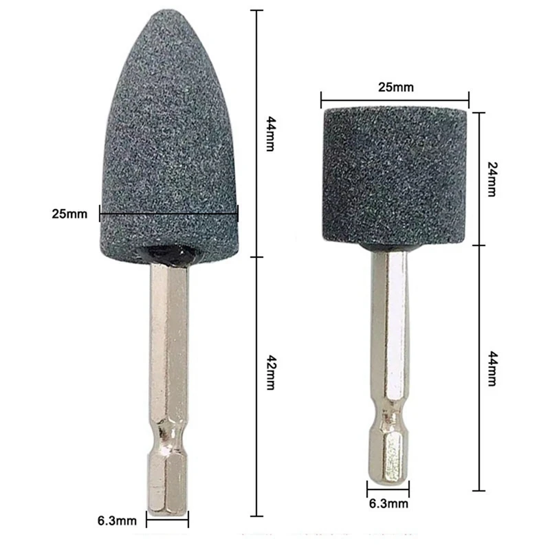 Two-Piece Hexagonal Handle Electric Grinding Head Brown Corundum Grinding Head Conical Grinding Head