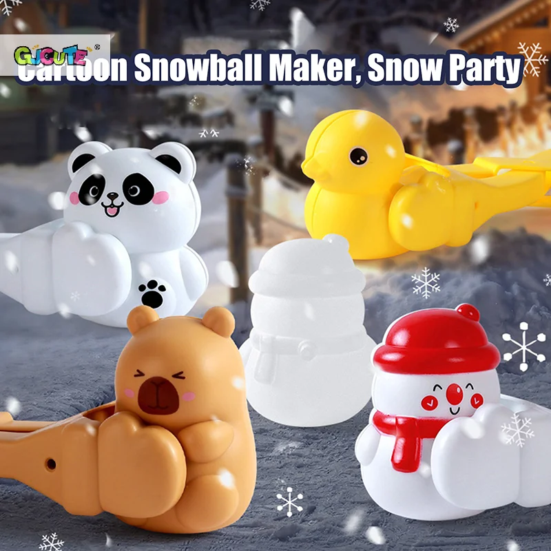 Pince à boules de neige pour enfants et adultes, Capybara Panda en forme de canard, pour l'extérieur, sable, boule de neige, moule, jouets de sport de combat