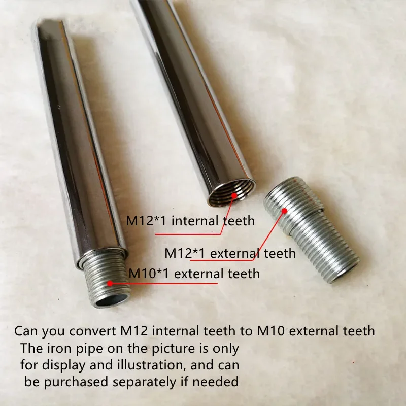 2 teile/los Äußere M12 Zu M10 Feine Zähne Adapter Schraube Hohl Zahn Rohr Eisen Gewinde Konverter Rohr Schraube DIY Werkzeug Zubehör