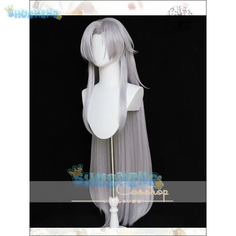 Calcharo วิกผมคอสเพลย์สีเทายาว120ซม. ฮาโลวีนสำหรับผู้หญิงผู้ชาย