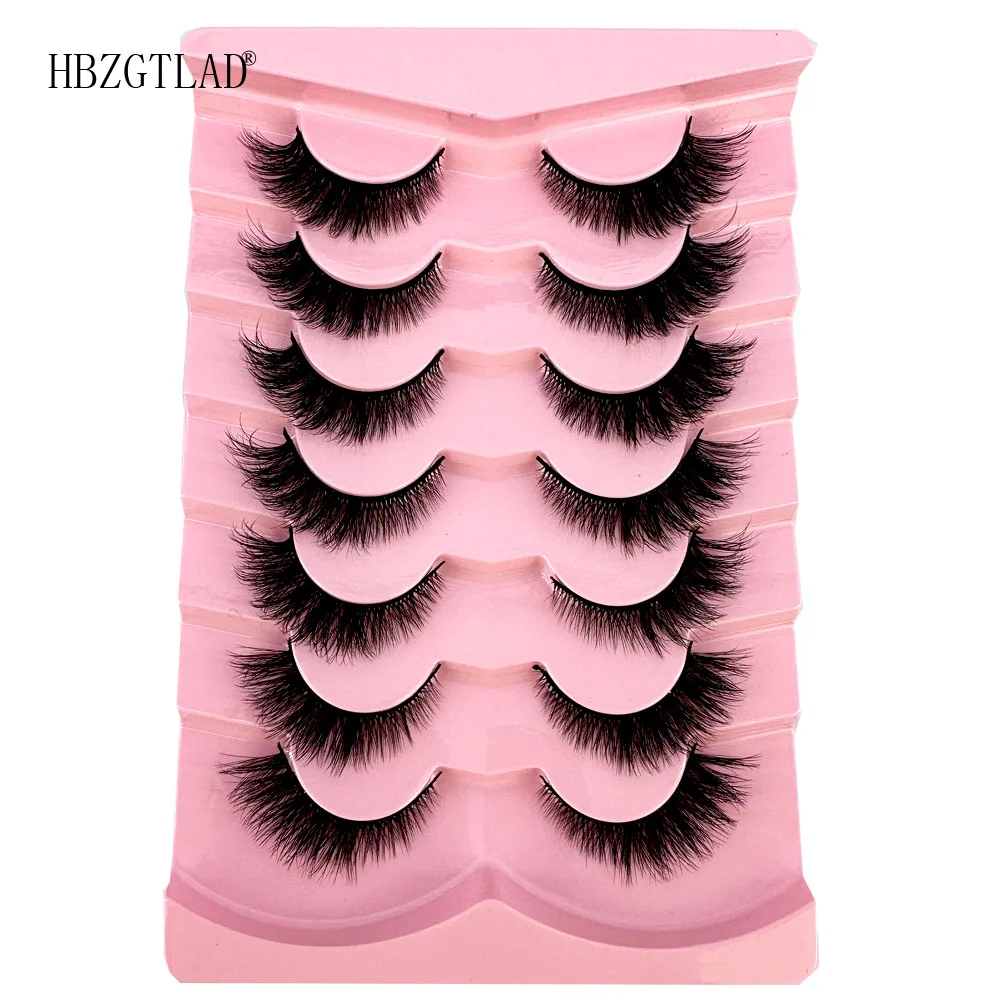 NEW Cat Eye Fluffy lashes Faux Mink Eyelashes Long 7 Pairs Fluffy Mink Lashes Dramatic Volume lashes Extension Makeup