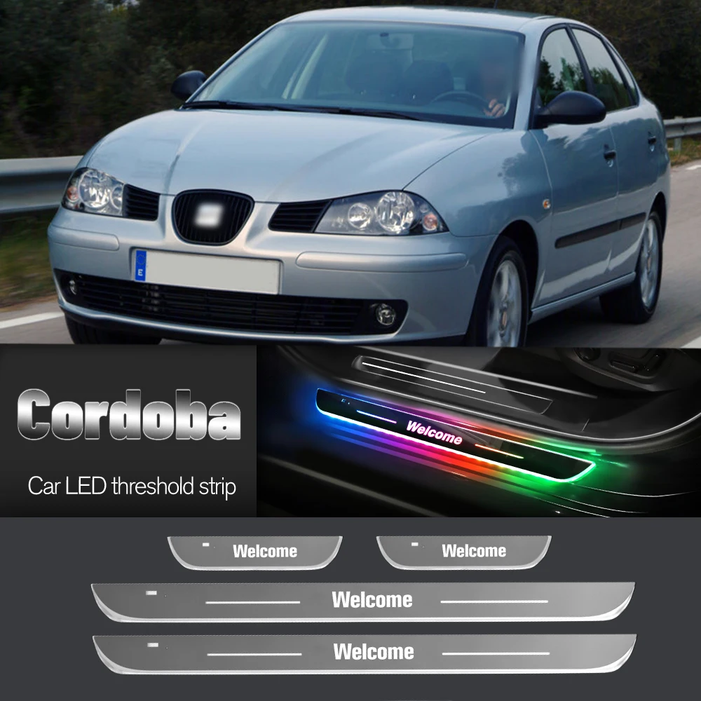 Luz de alféizar de puerta de coche para Seat Cordoba 1999-2009 2000 2002 2003 2004 logotipo personalizado LED accesorios de lámpara de Pedal de umbral de bienvenida