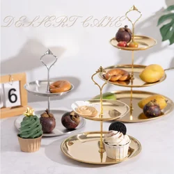 1pc Three-layer Stainless Steel Cake Tray Snack Dessert Display Stand Wedding Party Table Birthday