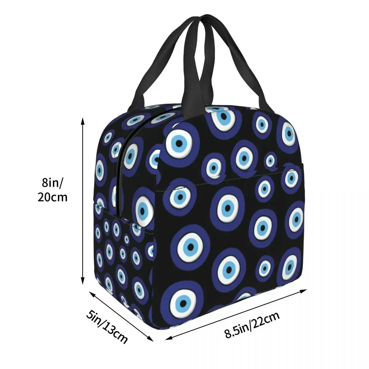 Custom Greek Evil Eye Pattern Lunch Bag Women Thermal Cooler Insulated Lunch Box for Adult Office Fruit Fresh Storage Bag