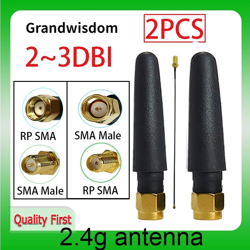 

Griwi 2pcs 2.4g antenna 2~3dbi sma male wlan wifi 2.4ghz antene IPX ipex 1 SMA female pigtail Extension Cable iot module antena