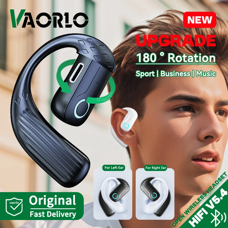 Bluetooth 5.4 Open Wireless Earphone 180° Rotation Adjustable Left Right Ear Universal Headset With Mic For Sport Business Music