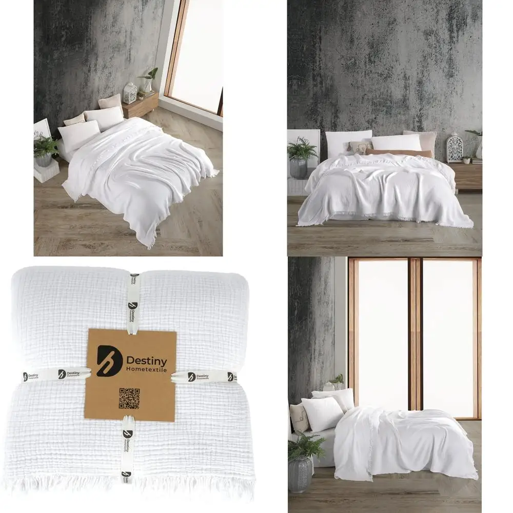 

100% Organic Cotton Dual-Colored Muslin Throws and Pillowcases - Ultra Soft, Breathable, Lightweight, Pre-Washed for Comfort and