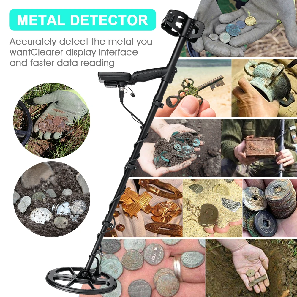 V40 Professional Metal Detector IP68 Waterproof Search Coil 5 Modes Bluetooth Vibration Flashlight Rechargeable LCD Backlight