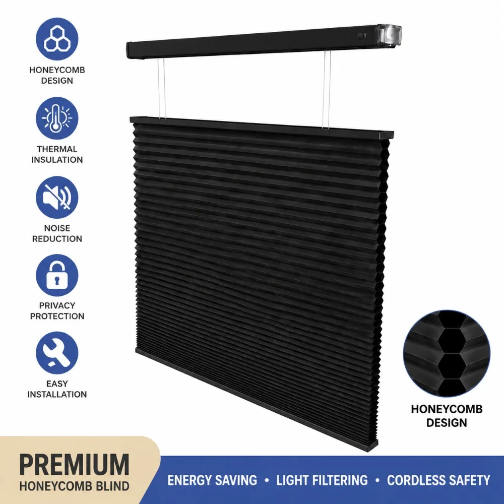 Custom Honeycomb Blinds Day Night Blackout Cellular Blind Double Cells Pleated Shades No Drill Saving Energy Thermal Insulation