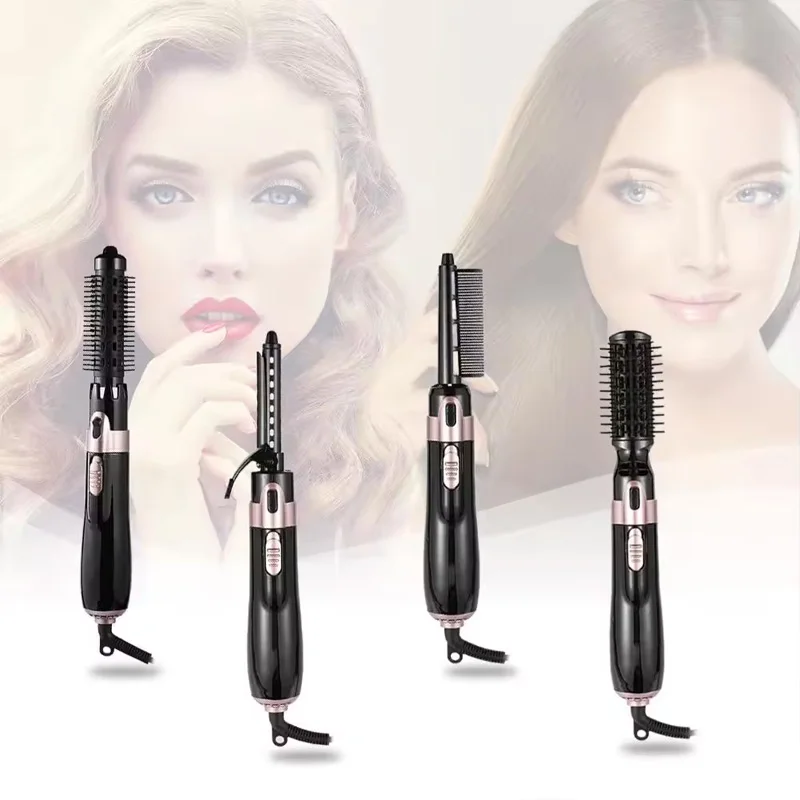 4 In 1 Hair Dryer Brush Electric Hot Air Comb Multifunction Hair Curler Straightener Curler Negative Ion Hair Dryer