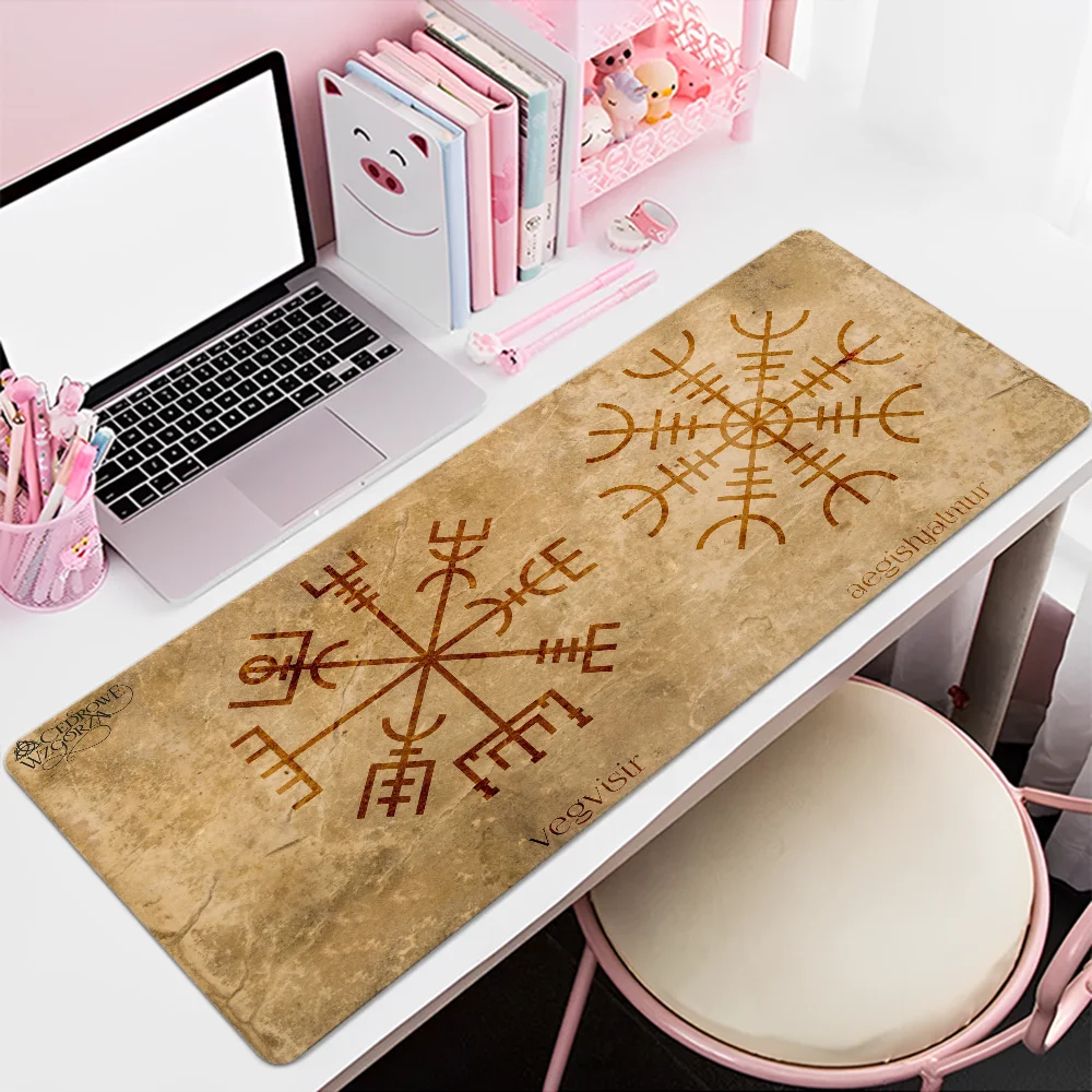 Viking-Vegvisir Logo Mousepad Custom Skin Cartoon Anime Gaming Mouse Pad Keyboard Mouse Mats Desk Mat Accessories Bedroom