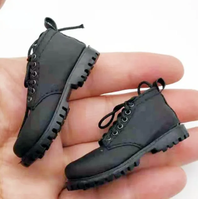 1/6 Scale Black Leather Low Top Shoes Matte Solid Male Solider Fashion Male Solider Boots Model for 12in Action Figure Toy