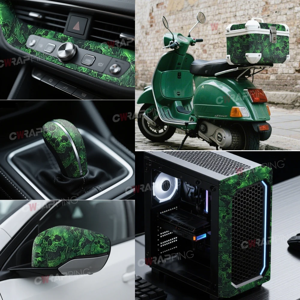 AliExpress Ghost Adhesive Vinyl Wrap Green Skull Waterproof Film PVC Car Sticker Vinyl for Motorcycle Bicycle Skateboard Off-road Vehicle