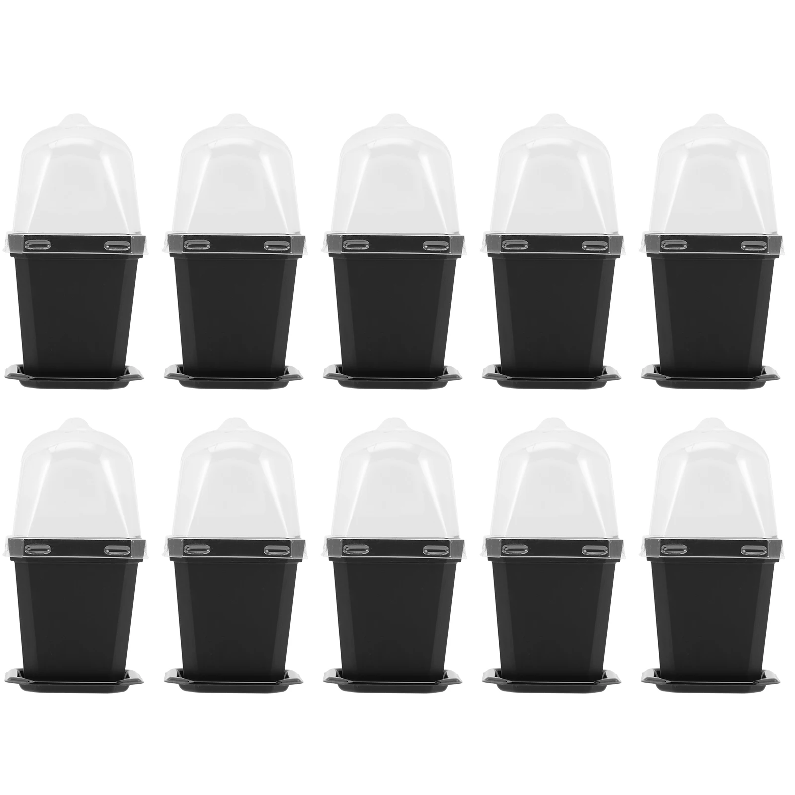 

10 Sets Black ABS Durable Garden Planting Tools Indoor Sowing Pots Air Inlet Drainage Holes Yard Use Mini Flowerpot Set Planter
