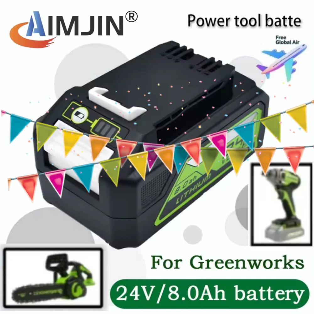 

For Greenworks 24V 6.0Ah Lithium Battery for Greenworks 24V Tools MO24B410 MO48L4211 HT24B210 21342