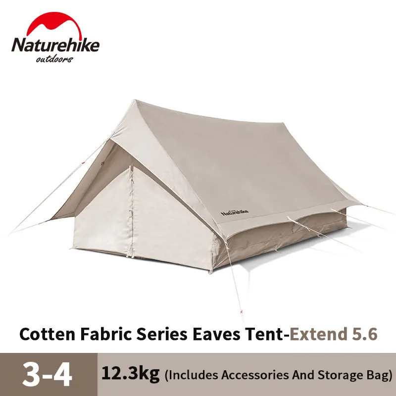 Naturehike Extend 5.6 Cotton Eaves Rectangle Tent Camping Big Space Waterproof Hiking Picnic Adventure Warm Cold Protection Tent