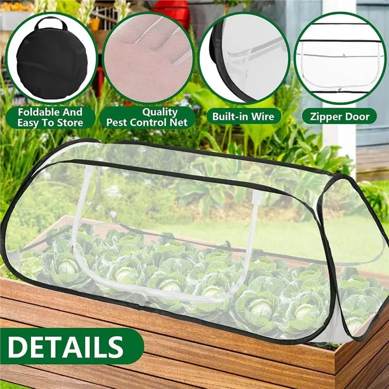 TFORU-For Raised Garden Bed Plant Covers- -Up Garden Row Protectors(2 Pcs), Includes Netting And Stakes