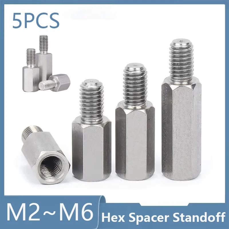 5pcs M2M2.5 M3 M4 M5 M6 304 Stainless Steel Standoff PCB Support Male Female Hex Board Spacing Screw Column Pillars Spacers Bolt