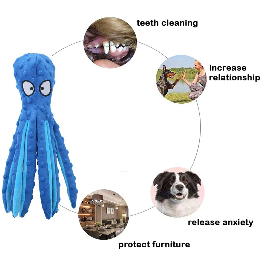 Cat Dog Voice Octopus Shell , Octopus Plush Dog Toys for Teeth Cleaning, Durable Interactive Dog Chew Toys for Small Medium Dogs