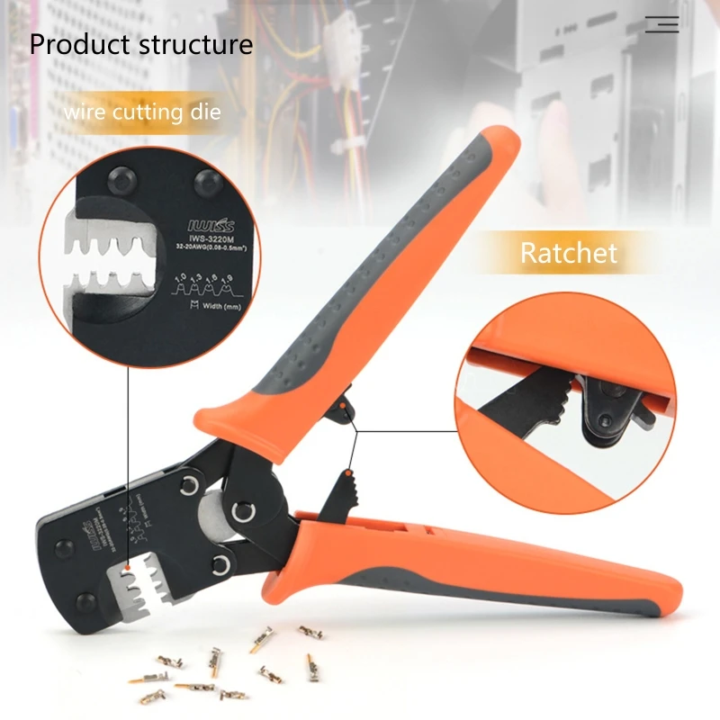 IWS-3220M Ratcheting Wire Crimper Crimping Pliers Heat Shrink Wire Connectors Drosphip