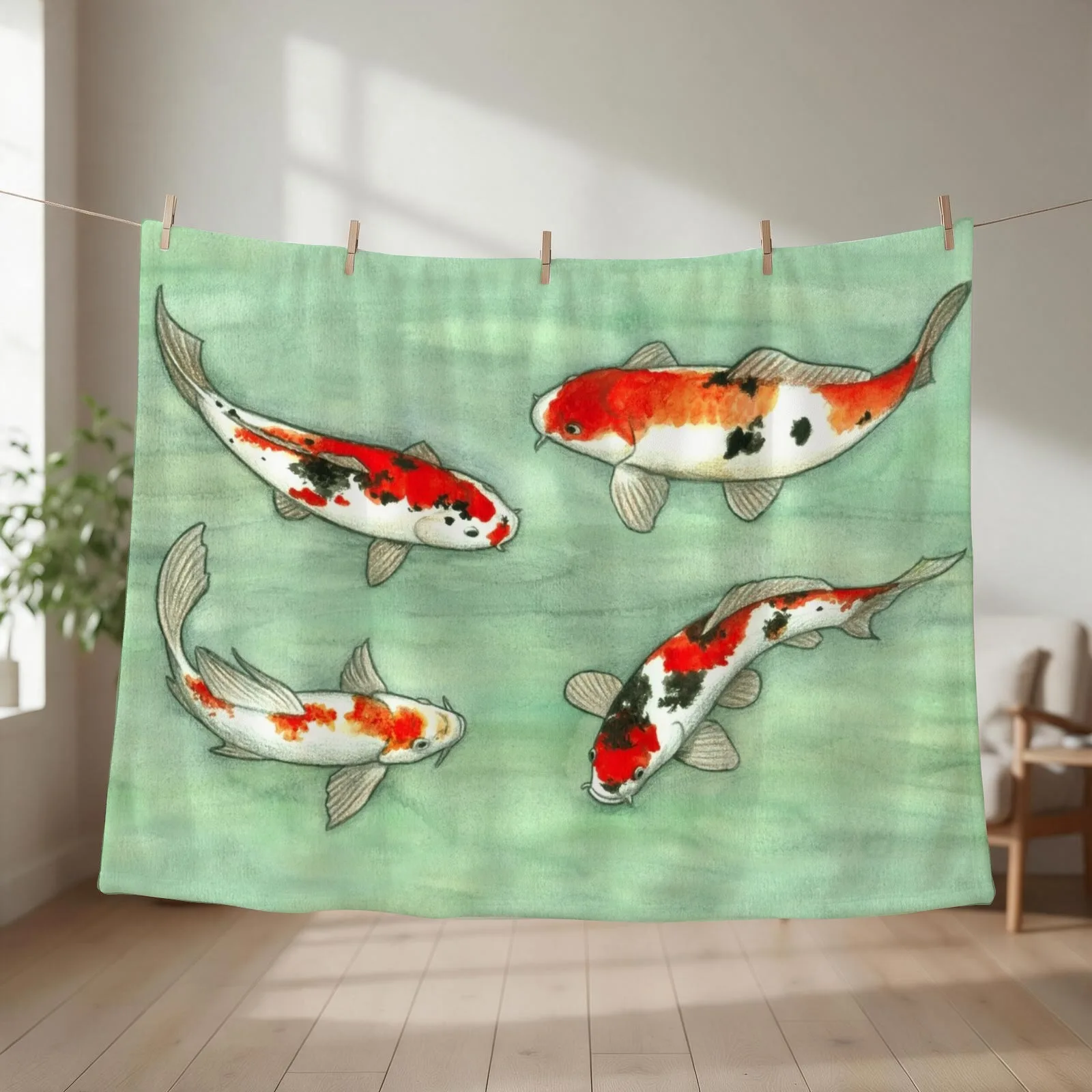 La ronde des carpes koi Throw Blanket Tourist anime Retros Stuffeds Blankets