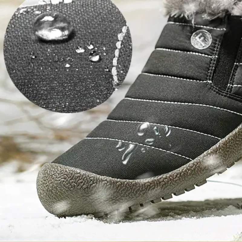 Snow Boots Winter Ankle Boots Warm Fur-lined Boots Thickened Cotton Shoes Flat Outdoor Sneakers For Men and Women