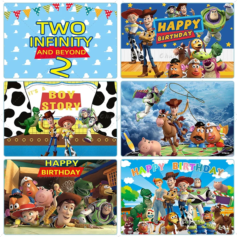 

Disney Custom Toy Story Photography Backdrop Baby Shower Boys Happy Birthday Party Background Photocall Prop Decoration Banner