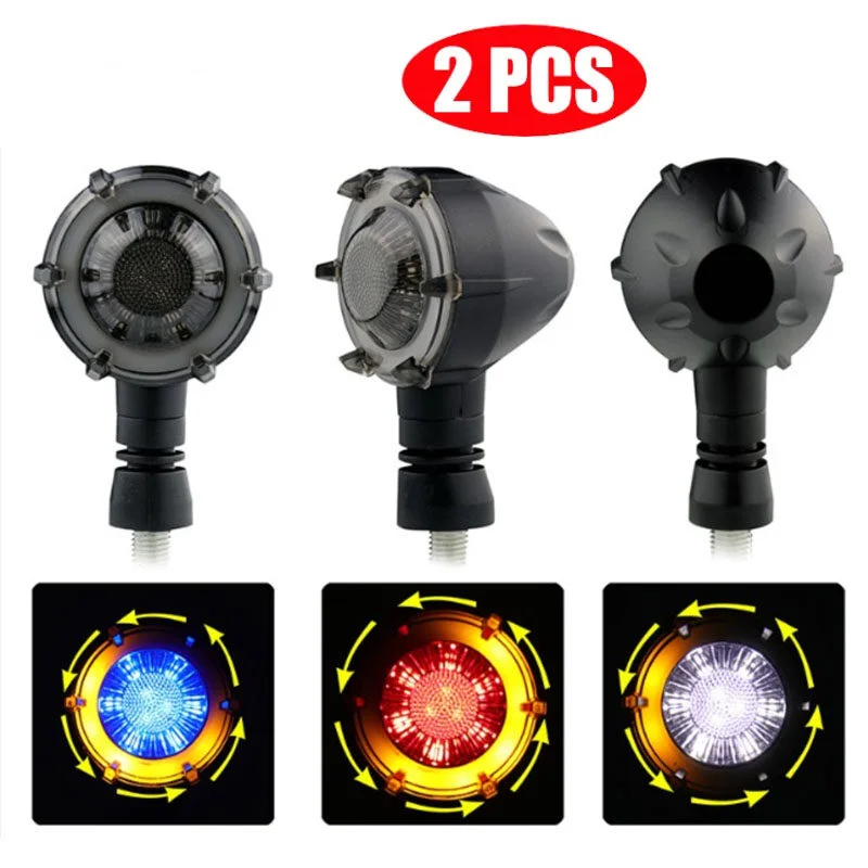 2pcs Universal Motorcycle DRL Turn Signal Light Motorbike Led Indicator Daytime Running Light Flowing Brake Strobe Flash DC12V