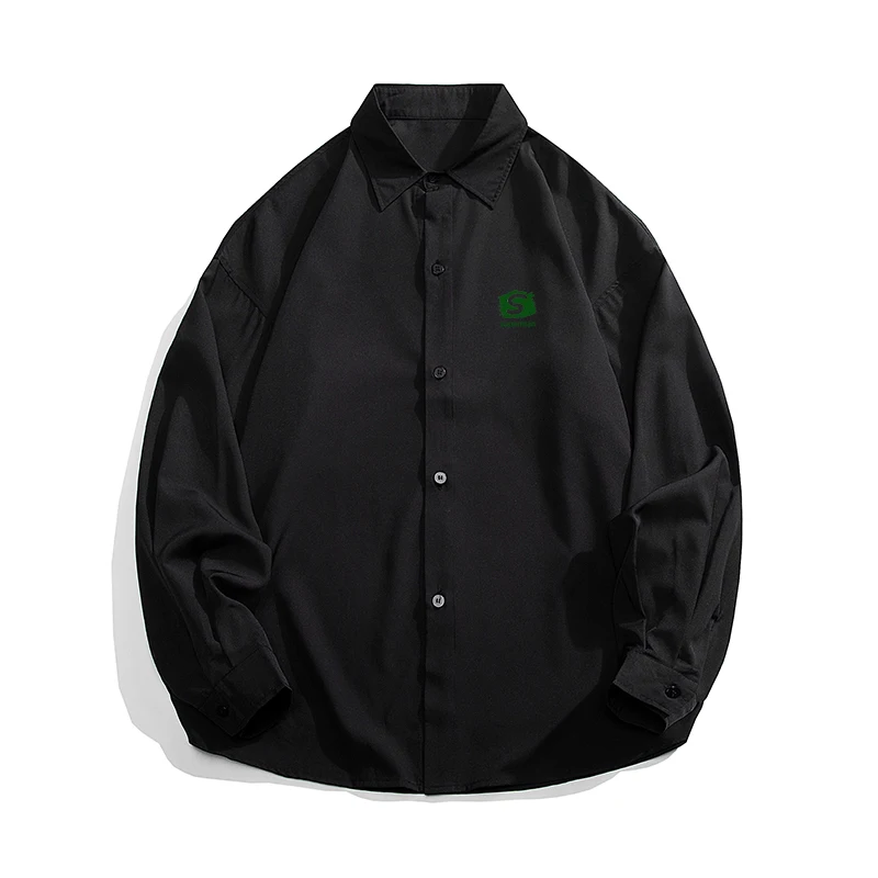 Camisa Negra para hombre, camisa clásica cómoda que combina con todo, diseño de camisa "S"