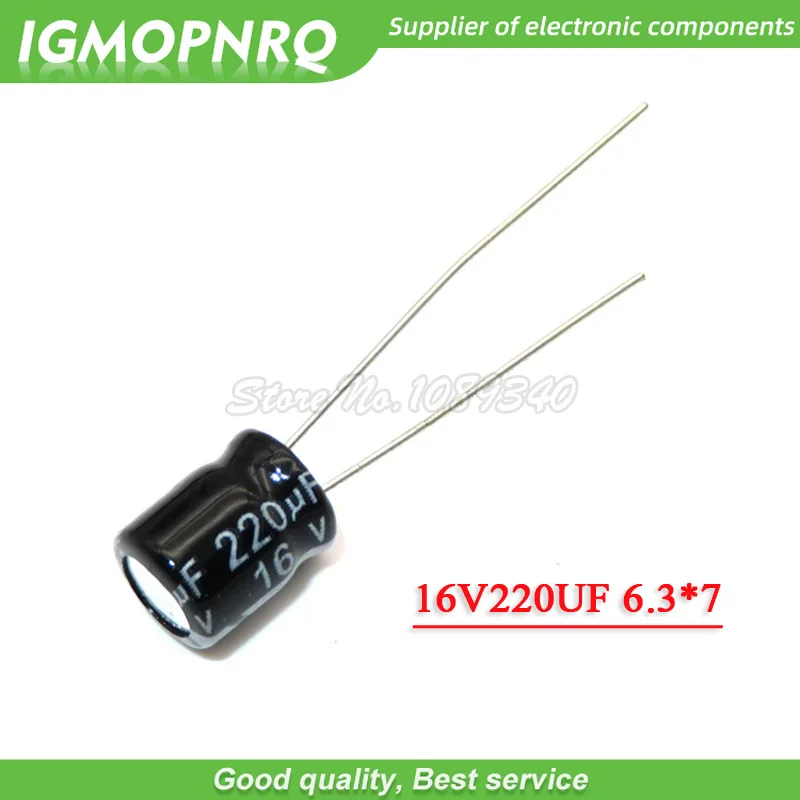 

50 шт. 16V220UF 6*7 мм 220 мкФ 16V 6*7 Алюминий электролитический конденсатор