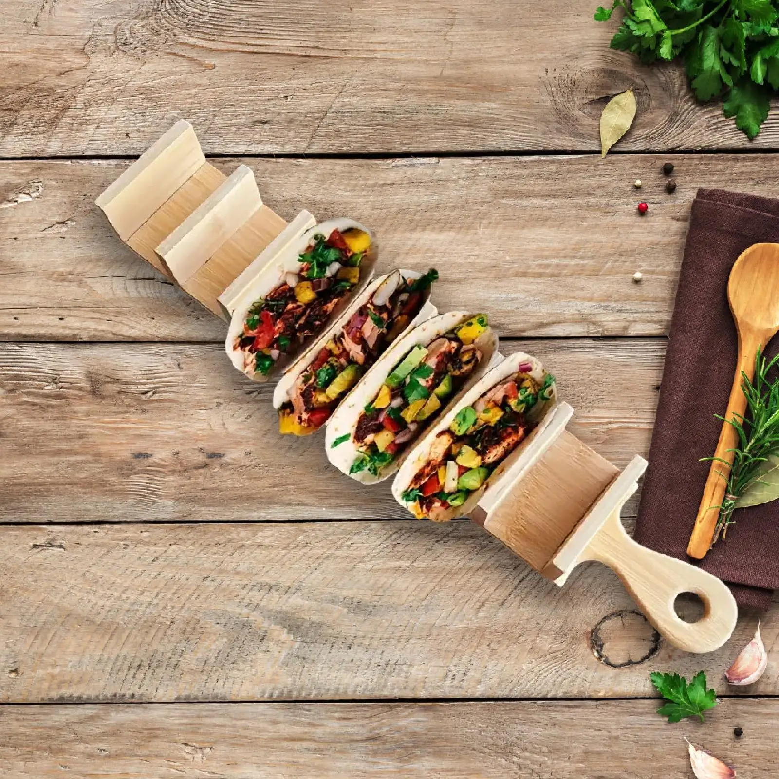 Wooden Taco Holder Stand Torti - огляд і ціна Kitchen Baking Tray Organizer