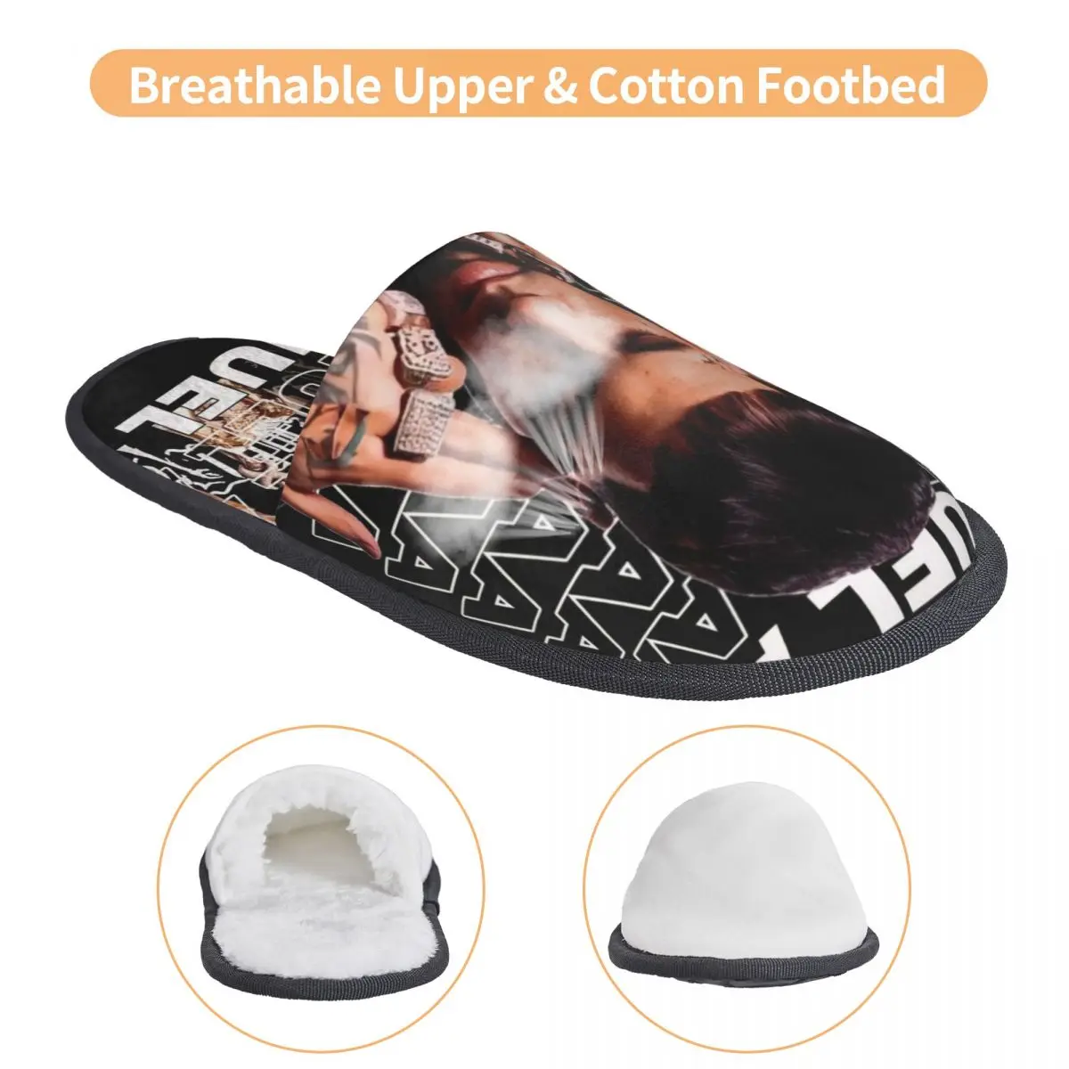 Custom Women Anuel AA Puerto Rican Rapper And Singer MIRAME House Slippers Cozy Warm Memory Foam Fluffy Slipper Indoor Shoes