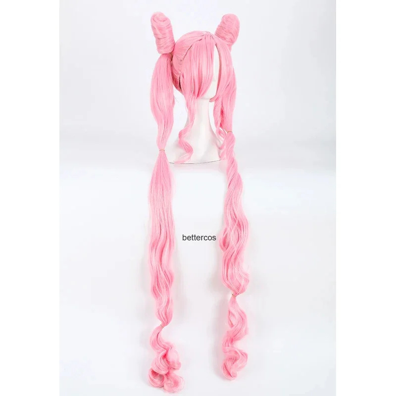 

25COSSailor Chibi Usa Chibiusa Cosplay Wig 120cm Super Long Pink Heat Resistant Synthetic Hair Wig + Wig Cap
