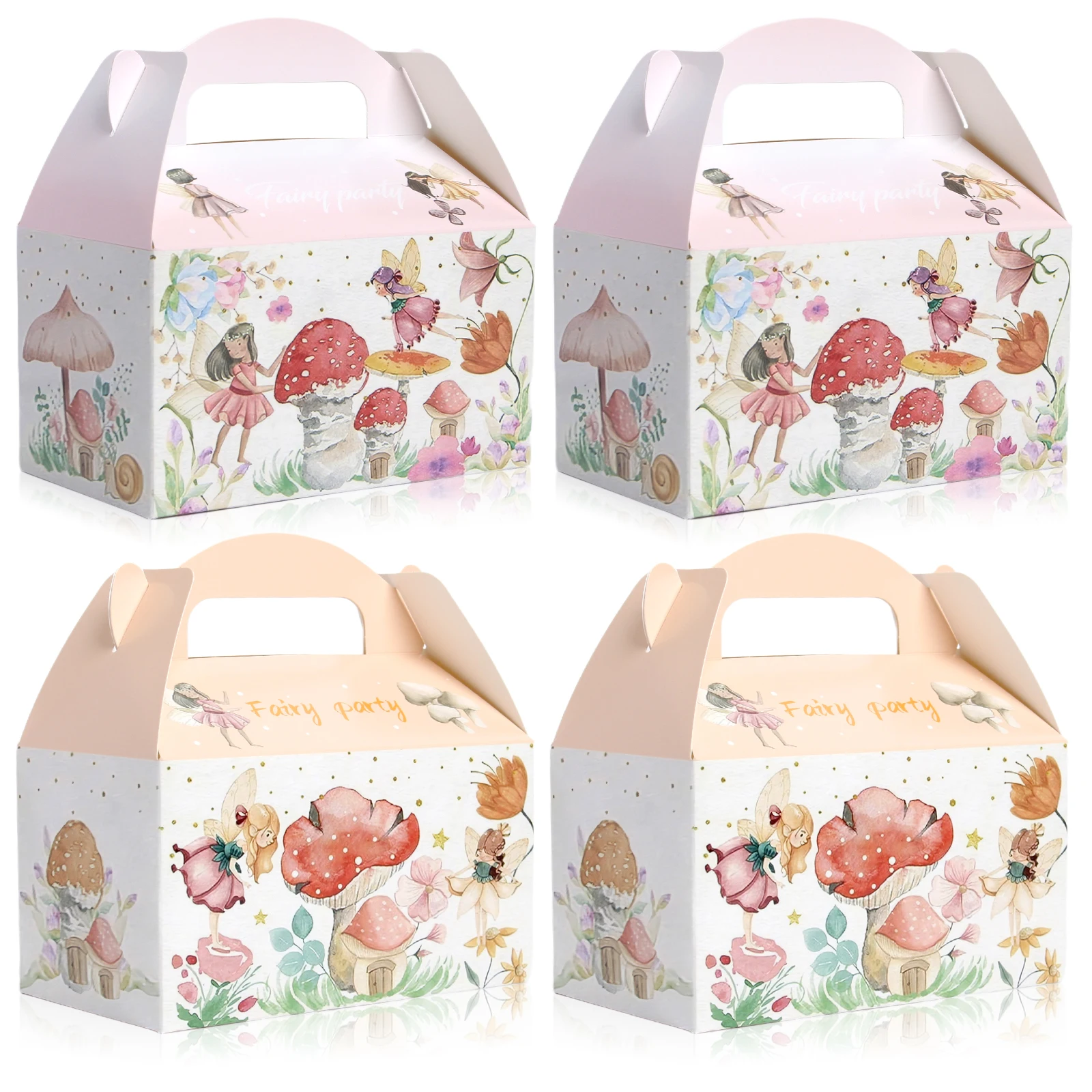 12 قطعة من حقائب هدايا الحفلات الخيالية المسحورة - علب هدايا قزم الغابة مع تصميمات الأميرة السحرية والفطر والفراشة #1
