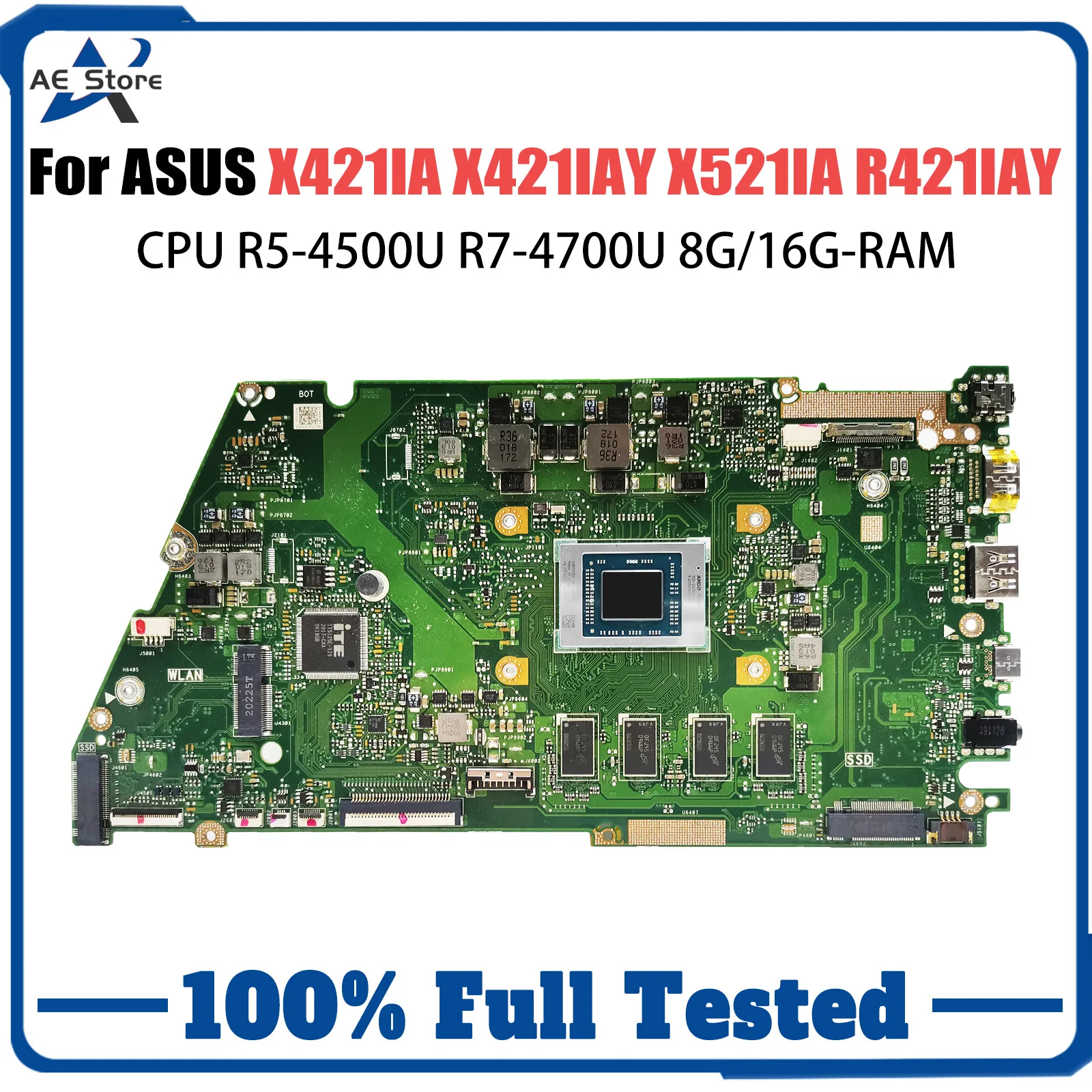 

X421IA Mainboard For ASUS Vivo Book X421IAY X521IA R421IAY Laptop Motherboard With CPU R5-4500U R7-4700U 8G/16G-RAM 100% Test OK